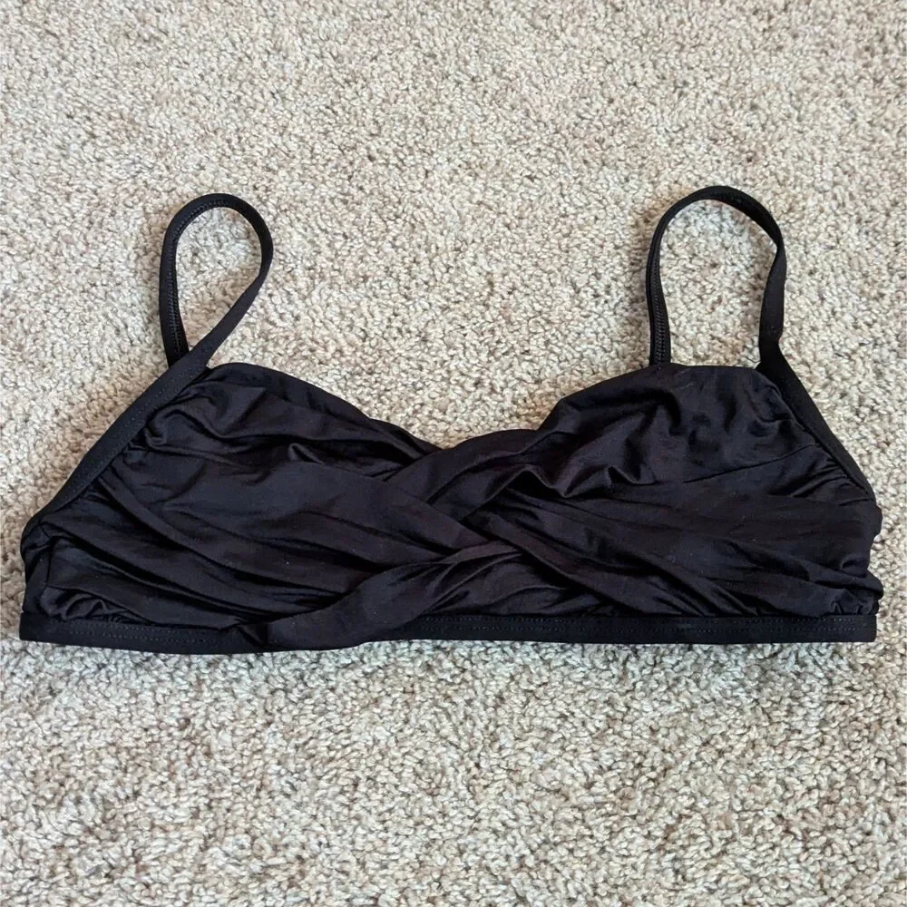 La Blanca Swim Top Womens 10 Black Bralette Style Adjustable Straps Made in USA